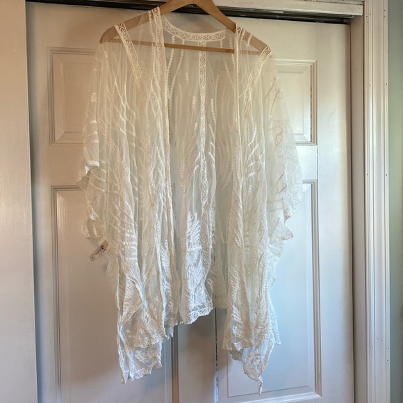 White embroidered sheer cover up - Picture 1 of 5